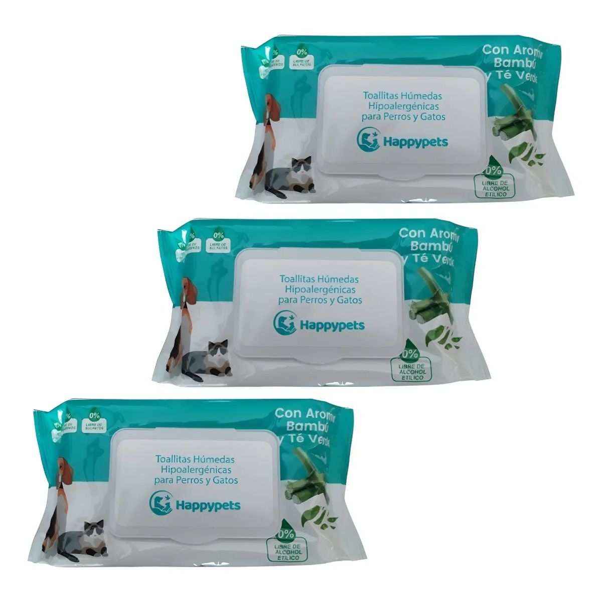 GENERICO - Toallas Húmedas X3 Mascotas Perros Gatos 150u Aroma Bambú