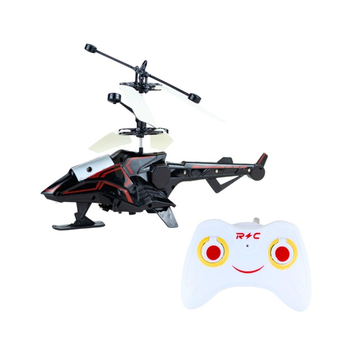 SOLEIO - HELICÓPTERO DE JUGUETE VOLADOR POR INDUCCIÓN CON CONTROL REMOTO NEGRO ROJO