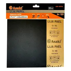 GENERICO - 25 Pc Lija Pliego Metal Fierro Madera 230x280mm Grano 120