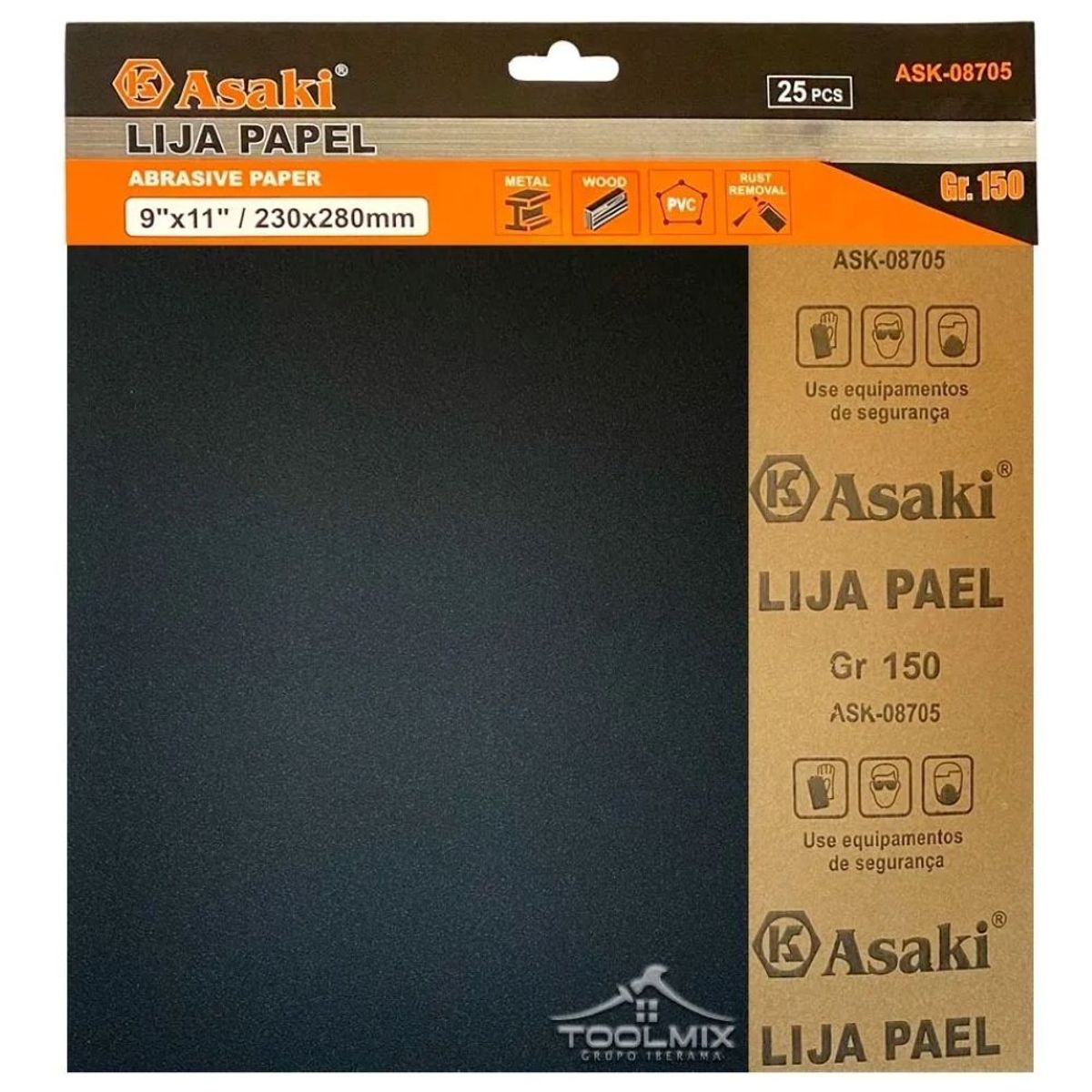 GENERICO - 25 Pc Lija Pliego Metal Fierro Madera 230x280mm Grano 150