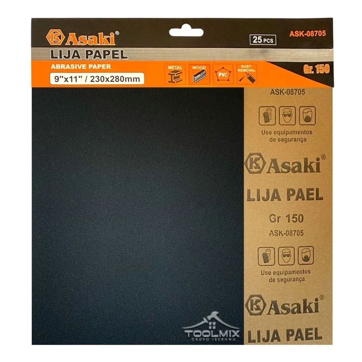 GENERICO - 25 Pc Lija Pliego Metal Fierro Madera 230x280mm Grano 150