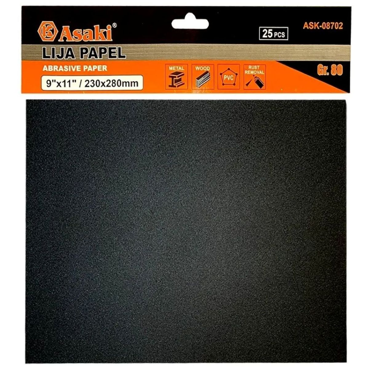 GENERICO - 25 Pc Lija Pliego Para Metal Fierro Madera 230x280mm Grano80
