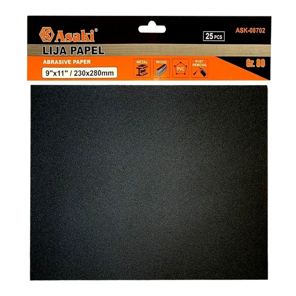 GENERICO - 25 Pc Lija Pliego Para Metal Fierro Madera 230x280mm Grano80