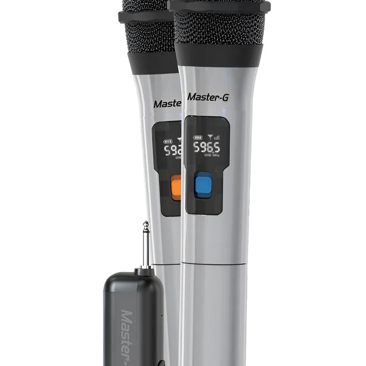MASTER G - Microfonos Inalambricos Par de 2 Unidades UHF Con Receptor
