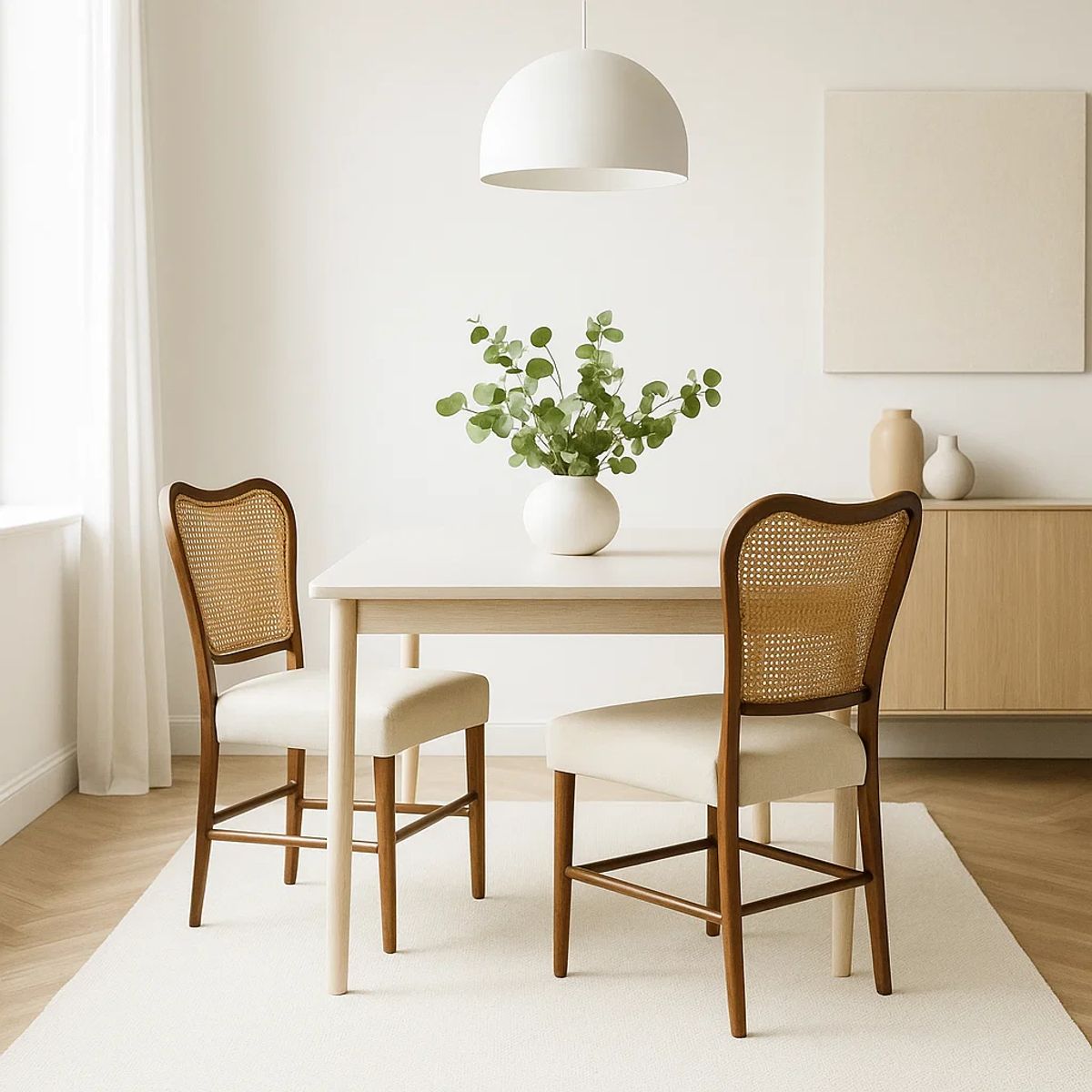 KLIK - Pack de 2 Sillas Boho Chic con Respaldo Trenzado y Asiento Suave