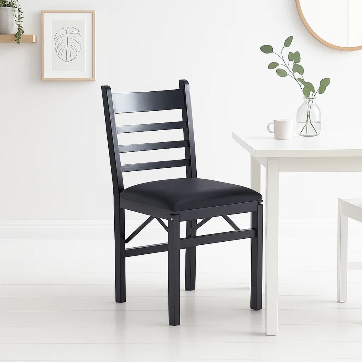 KLIK - Silla Industrial Plegable con Marco Negro y Tapizado Sintético