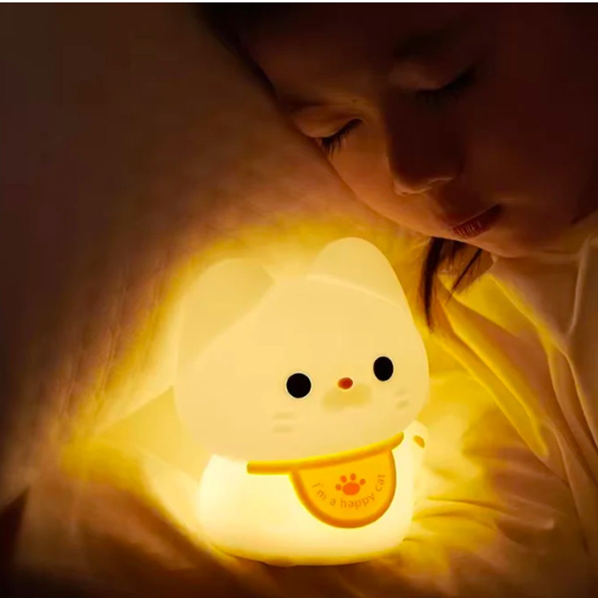 GENERICO - Lámpara Gato de la suerte espanta cuco led  niños touch silicona espantacuco