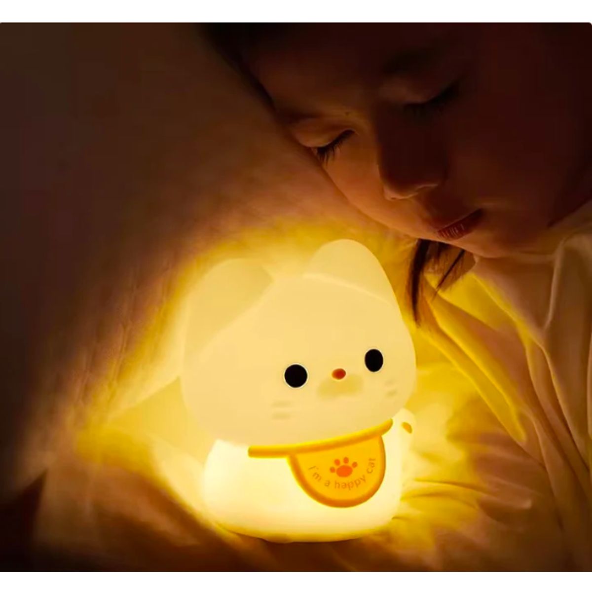 GENERICO - Lámpara Gato de la suerte espanta cuco led  niños touch silicona espantacuco