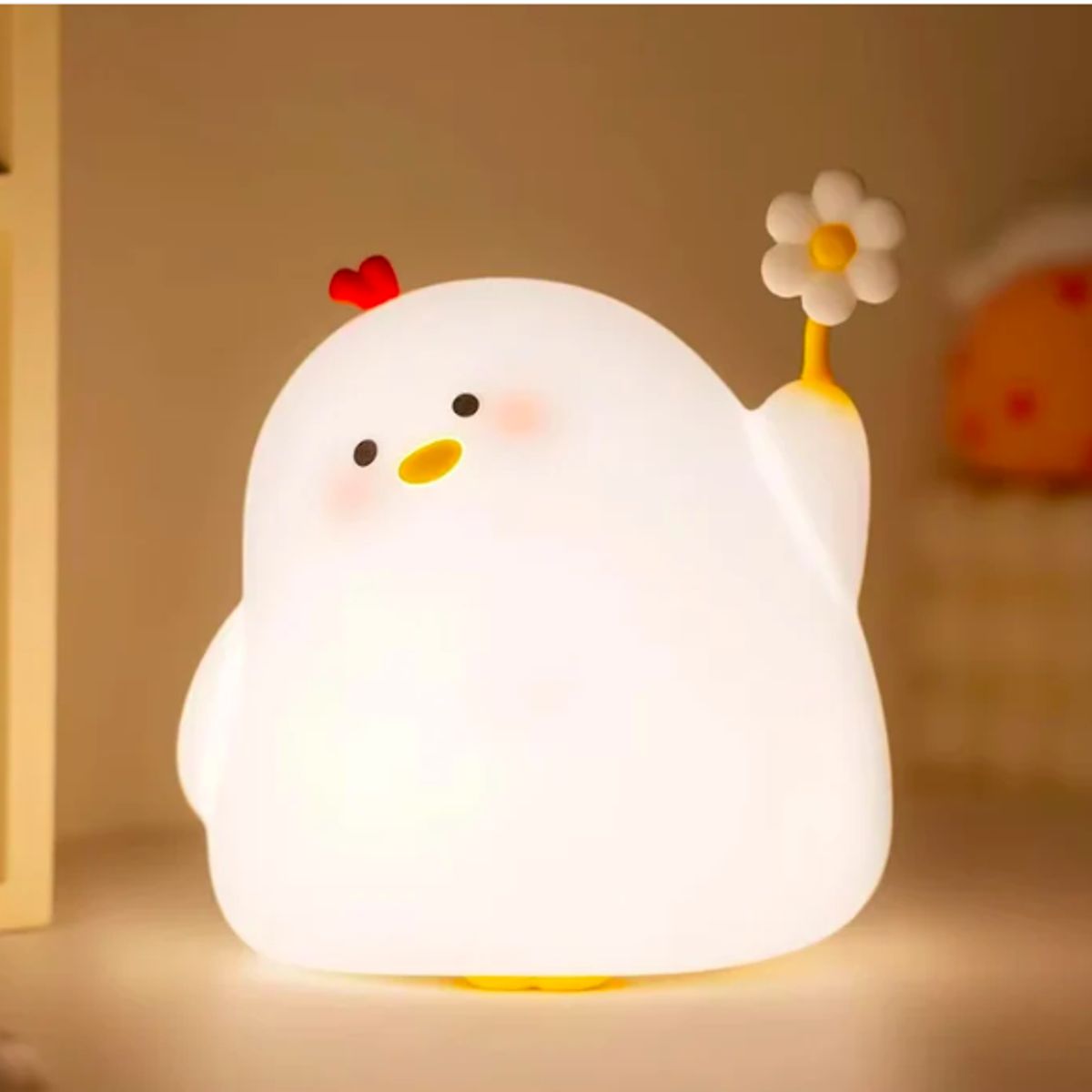 GENERICO - Lámpara pollito flor cuco led niños touch silicona espantacuco