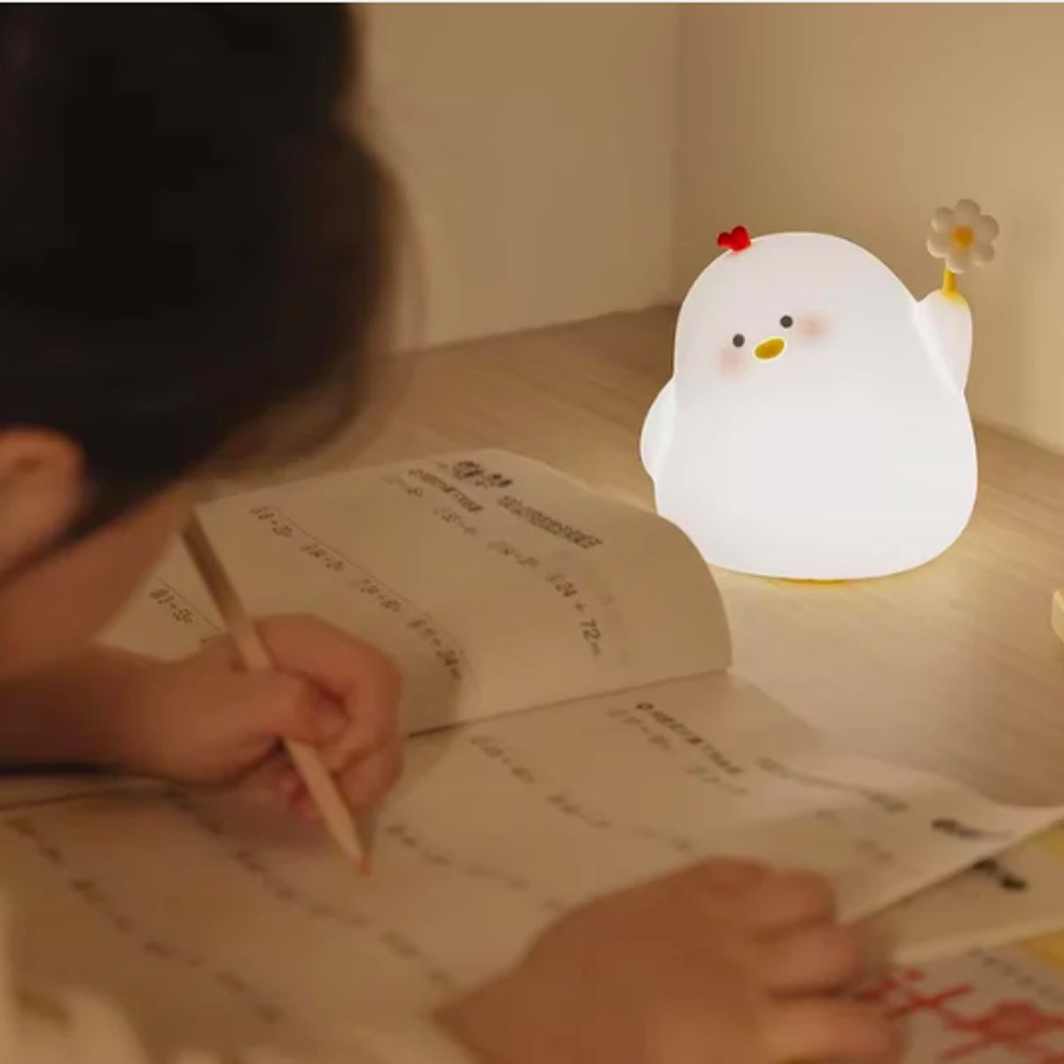 GENERICO - Lámpara pollito flor cuco led niños touch silicona espantacuco
