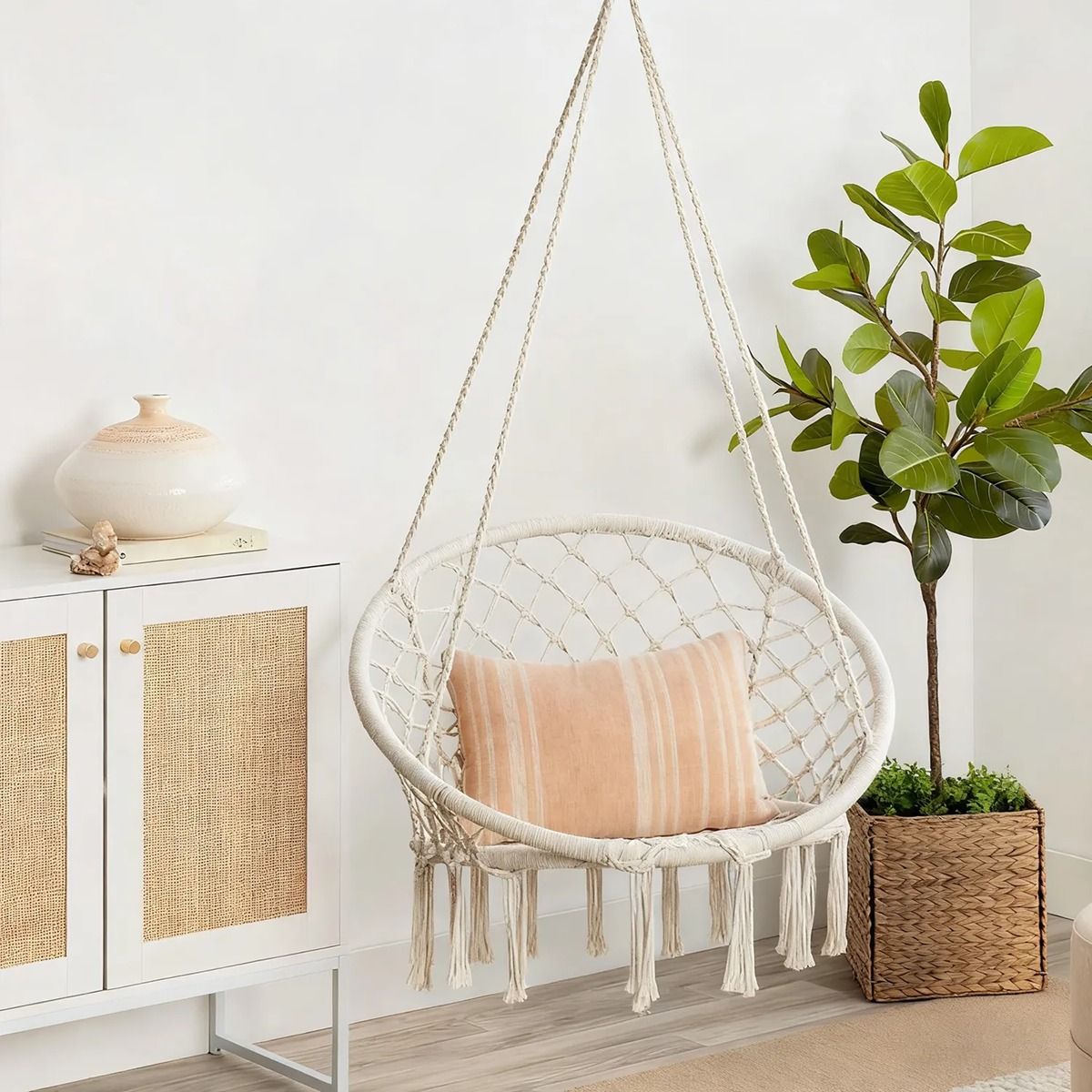 MOVI - Silla Hamaca Colgante para Interior y Exterior  Súper Cómoda Decorativa y Fácil de Instalar.