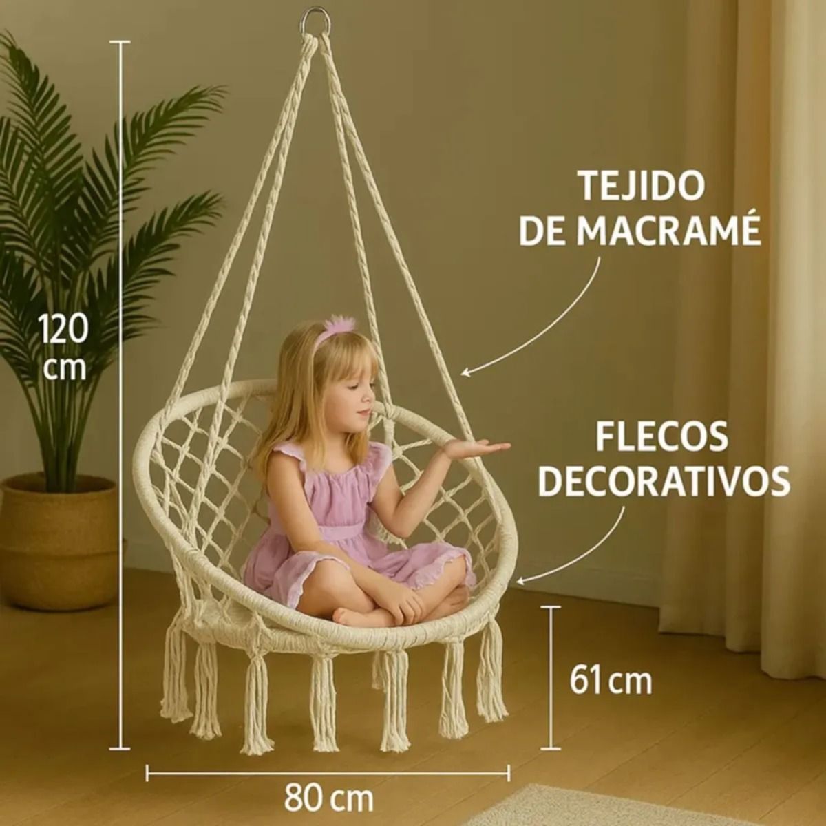 MOVI - Silla Hamaca Colgante para Interior y Exterior  Súper Cómoda Decorativa y Fácil de Instalar.