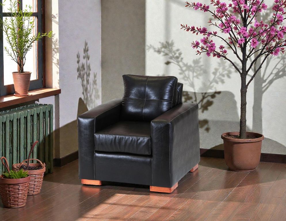 Sofa Israel 1 Cuerpo - Cuero Sintetico Pu / Negro