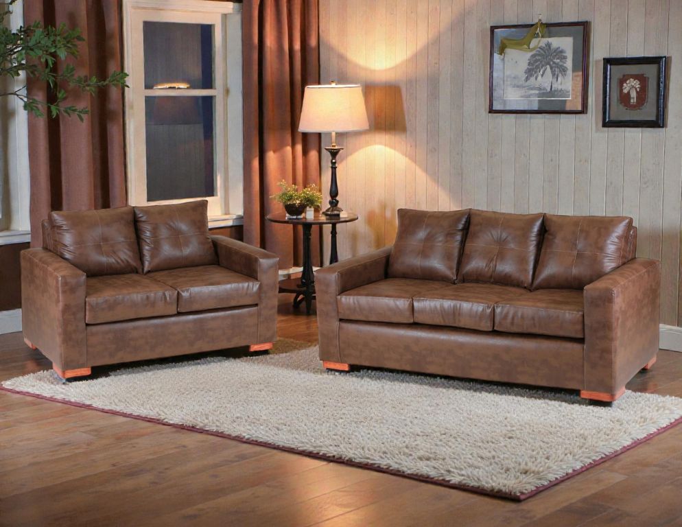 Sofa Israel 32  - Cuero Sintetico Pu / Caramelo