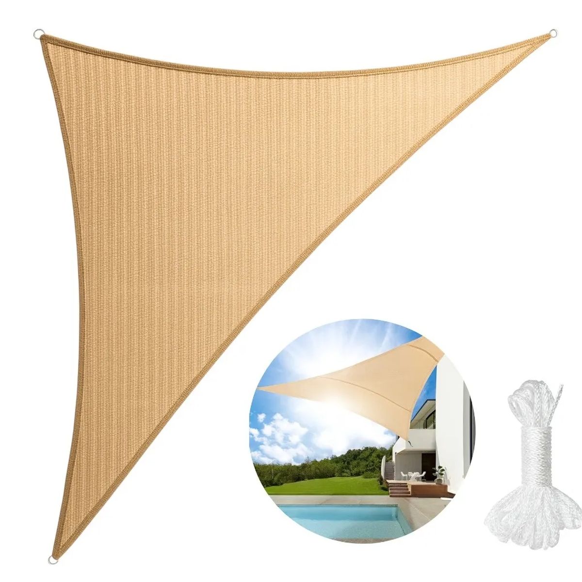 GENERICO - Toldo Vela Sombra Malla Anti Uv Triangular 3mx3mx3m