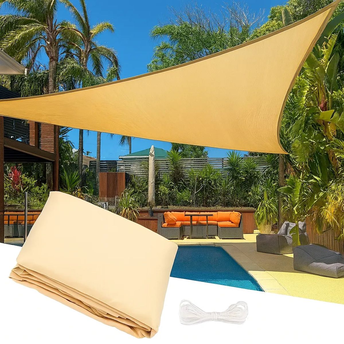 GENERICO - Toldo Vela Sombra Malla Anti Uv Triangular 3mx3mx3m