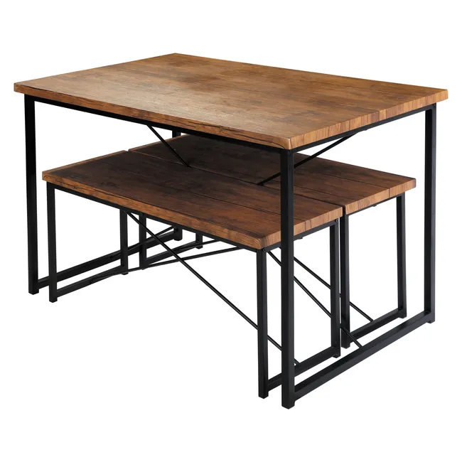 IDETEX - Juego De Comedor Village 2 Bancas Brown Idetex