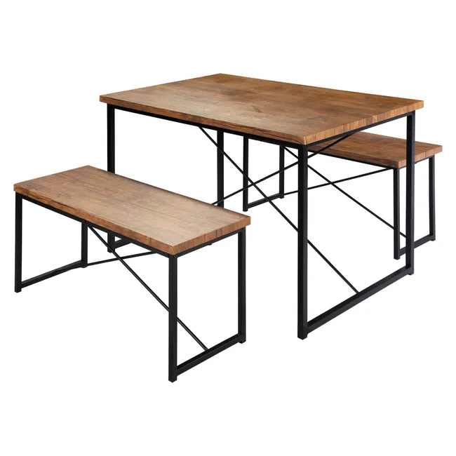 IDETEX - Juego De Comedor Village 2 Bancas Brown Idetex