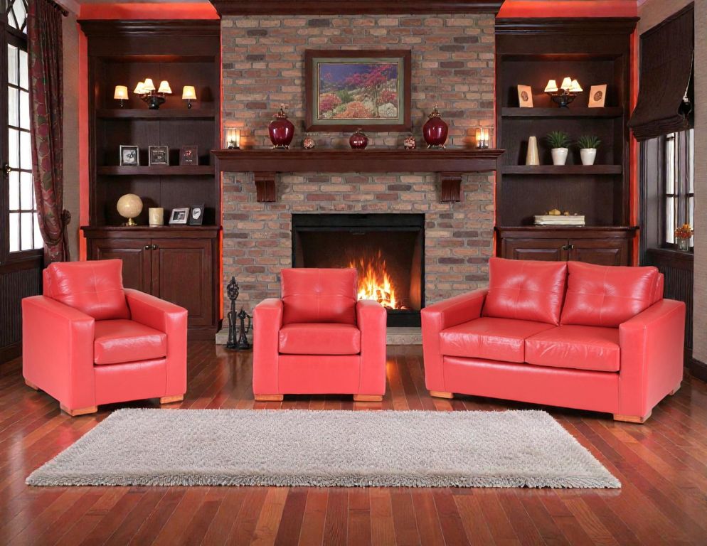 Sofa Israel 211 - Cuero Sintetico Pu / Rojo