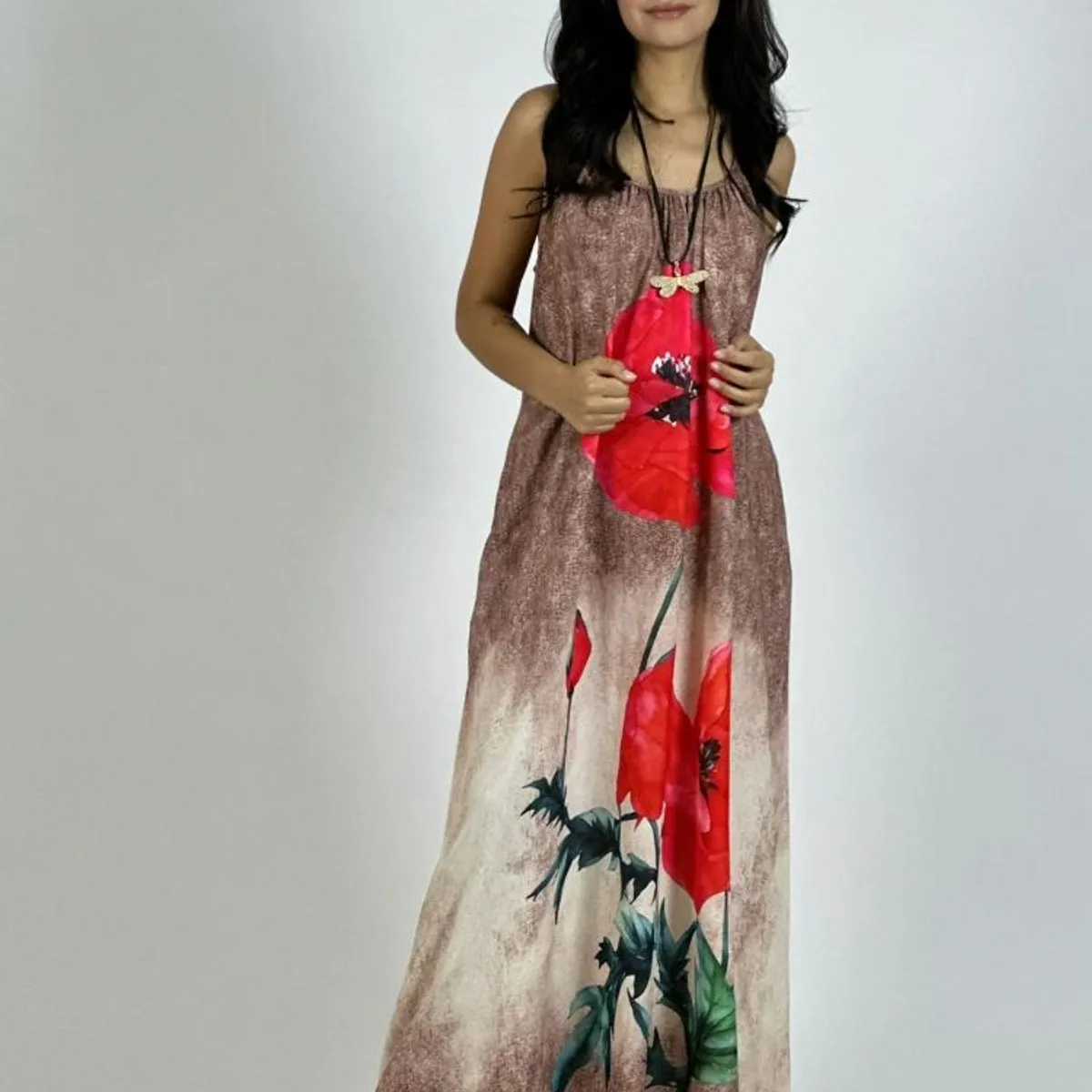 ENIGMATICA BOUTIQUE - Vestido Mezclilla Delgada Con Flores Cayena