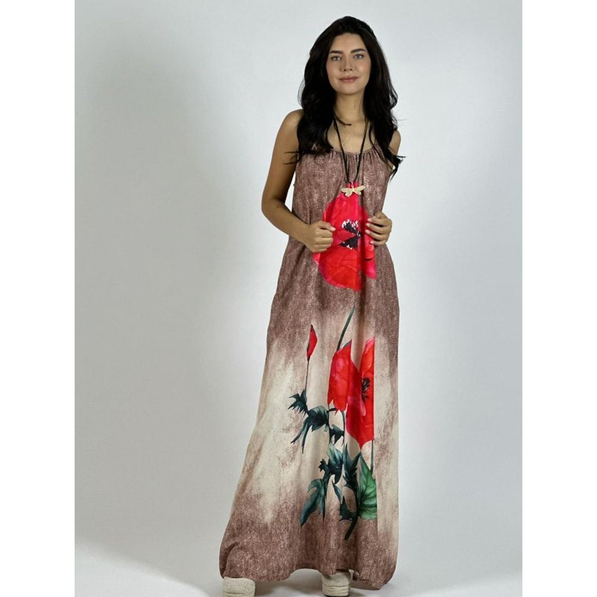ENIGMATICA BOUTIQUE - Vestido Mezclilla Delgada Con Flores Cayena