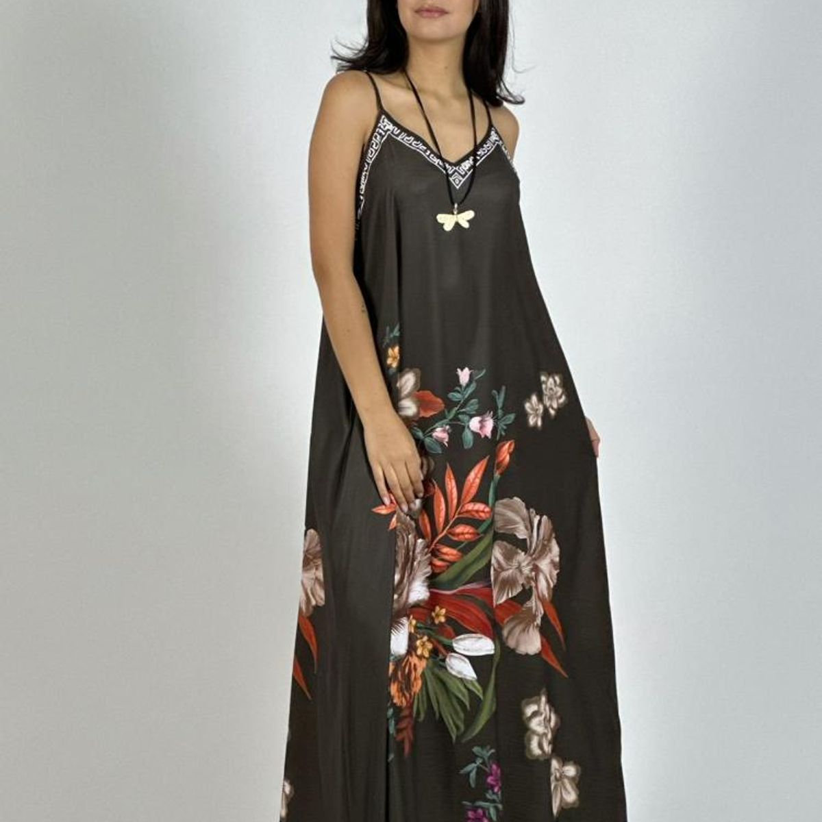 ENIGMATICA BOUTIQUE - Vestido Satín Con Flores