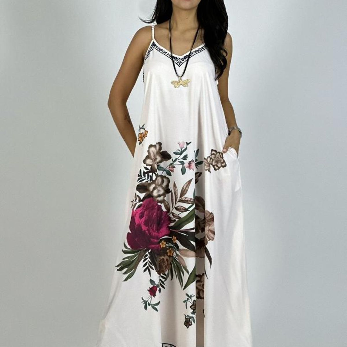 ENIGMATICA BOUTIQUE - Vestido Satín Con Flores