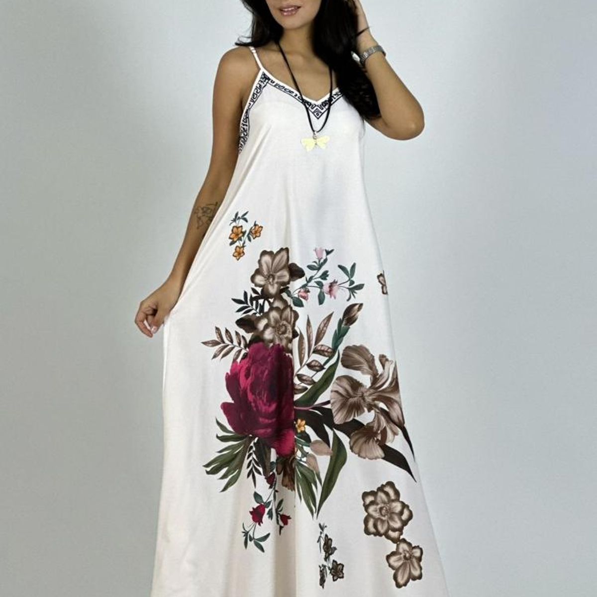 ENIGMATICA BOUTIQUE - Vestido Satín Con Flores
