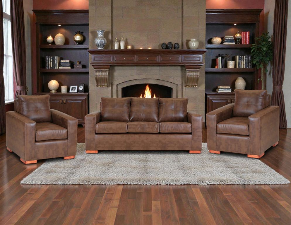 Sofa Israel 311 - Cuero Sintetico Pu / Caramelo