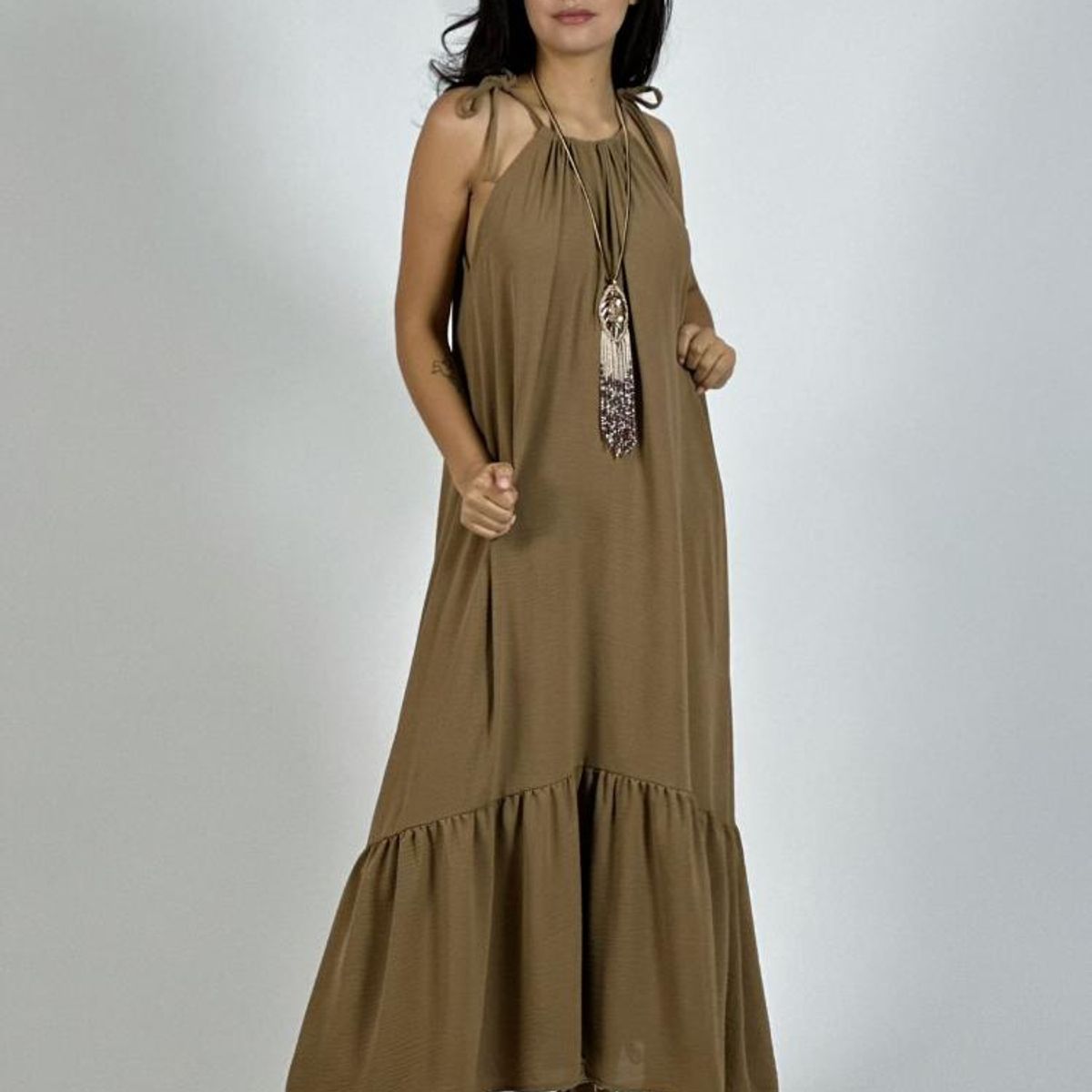 ENIGMATICA BOUTIQUE - Vestido Casual Amarrado con Vuelo