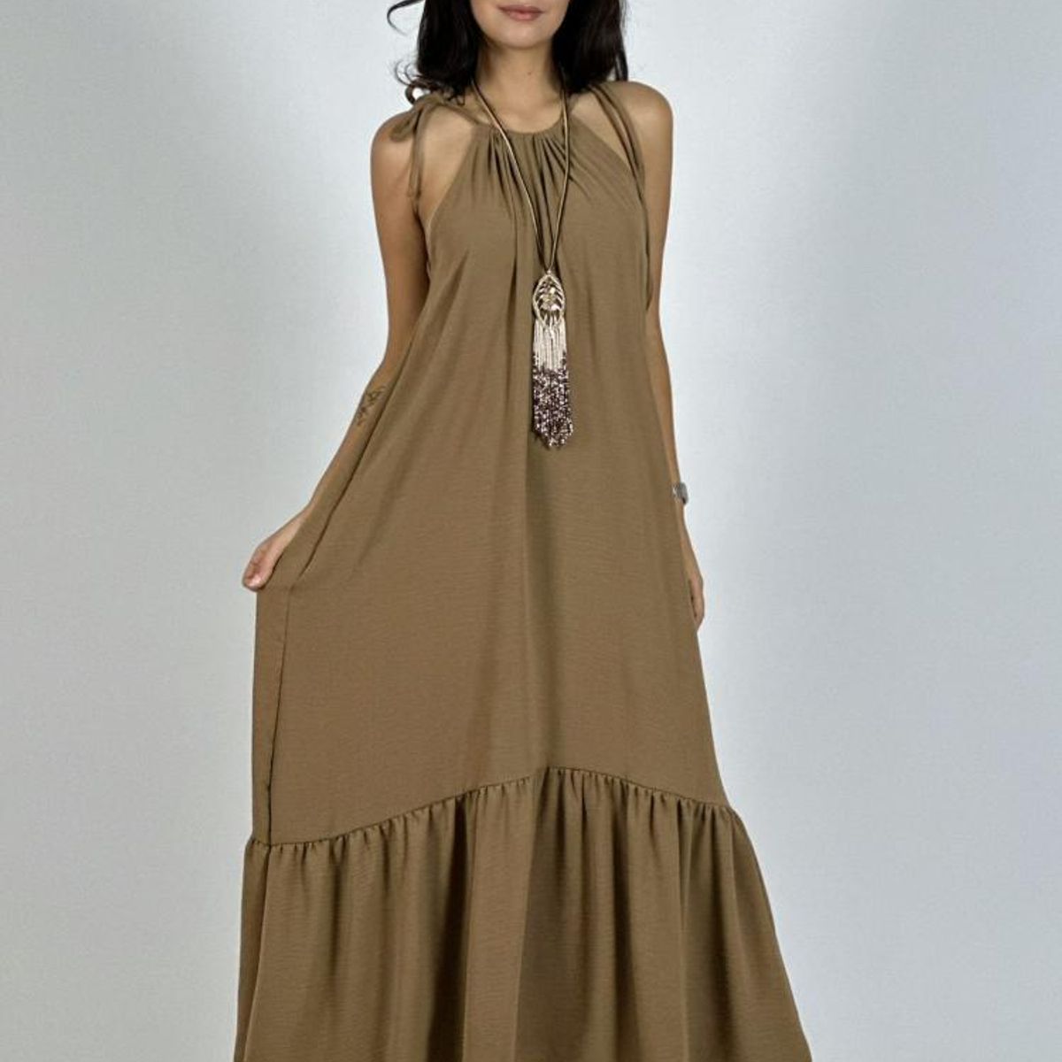 ENIGMATICA BOUTIQUE - Vestido Casual Amarrado con Vuelo