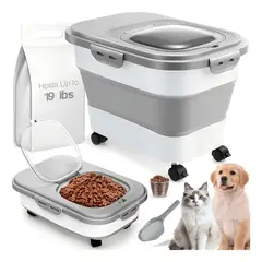 UMEXUS - Contenedor De Alimento Mascota Con Pala Y Ruedas19L