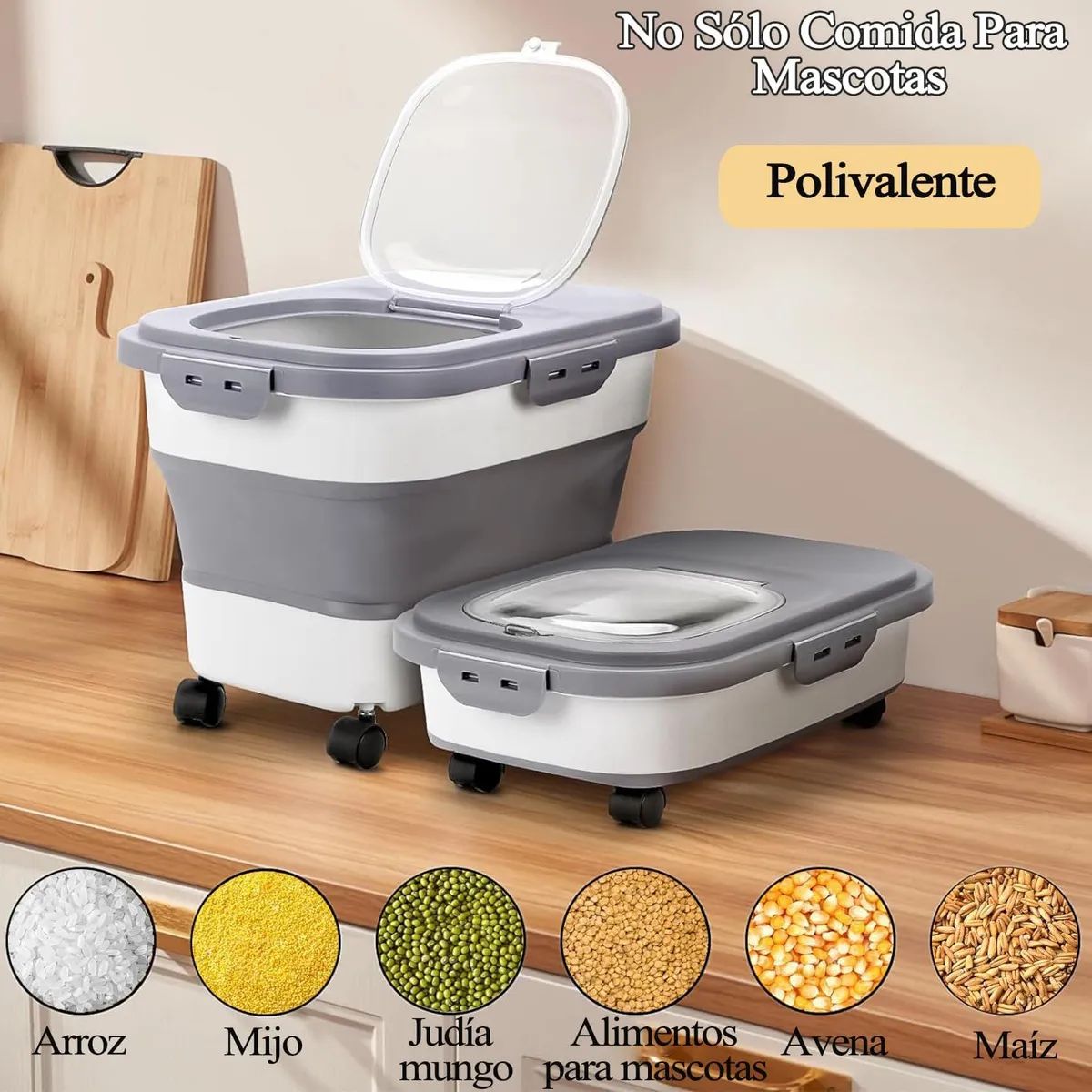 UMEXUS - Contenedor De Alimento Mascota Con Pala Y Ruedas19L