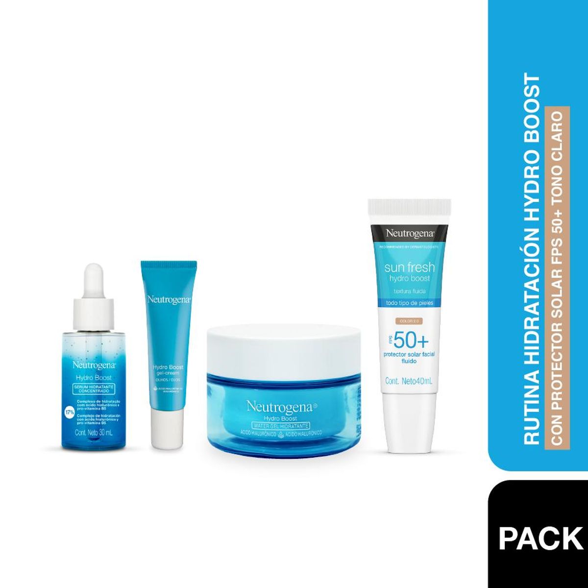 NEUTROGENA - Rutina Hidratación Hydro Boost + Protector Solar Tono Claro