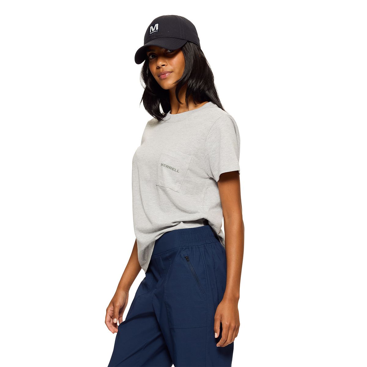 MERRELL - Polera Manga Corta Mujer Relaxed Pocket Gris MERRELL