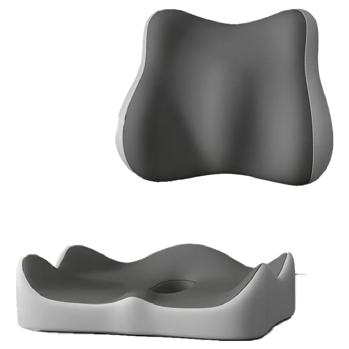 UMEXUS - Cojin Lumbar Ergonomico Y Asiento Para Sillas Color Gris Gris Claro Liso