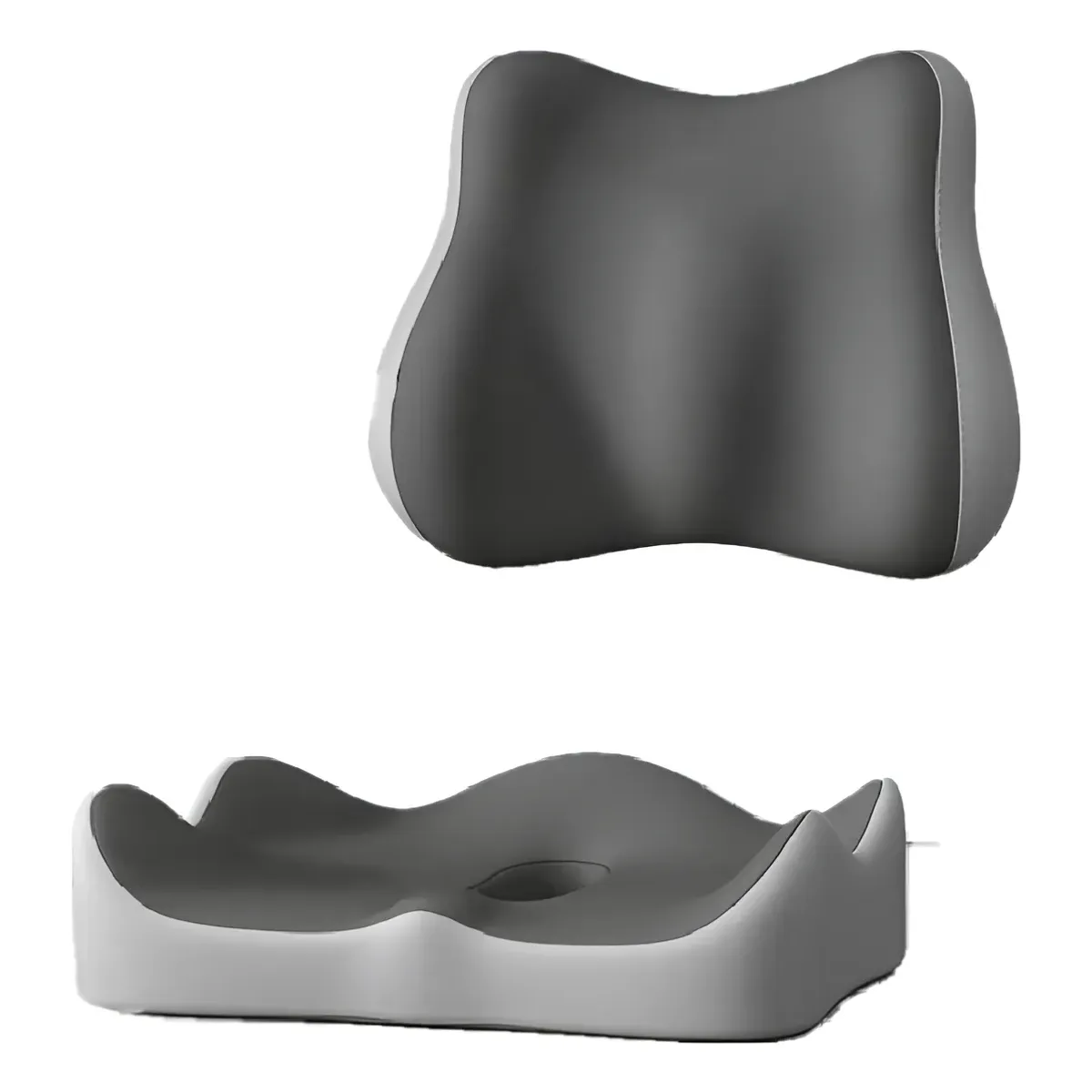 UMEXUS - Cojin Lumbar Ergonomico Y Asiento Para Sillas Color Gris Gris Claro Liso