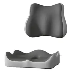 UMEXUS - Cojin Lumbar Ergonomico Y Asiento Para Sillas Color Gris Gris Claro Liso