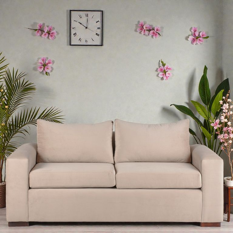 Sofa Edom 3 Cuerpos - Tela Felpa / Beige