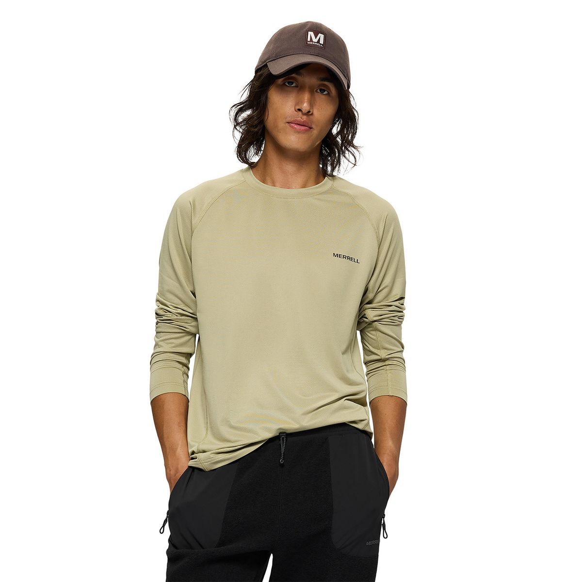 MERRELL - Polera Manga Larga Hombre Tech Verde Claro MERRELL