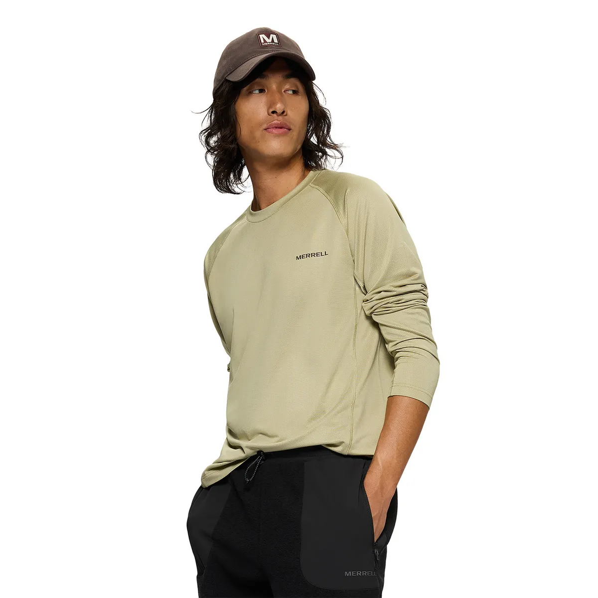 MERRELL - Polera Manga Larga Hombre Tech Verde Claro MERRELL