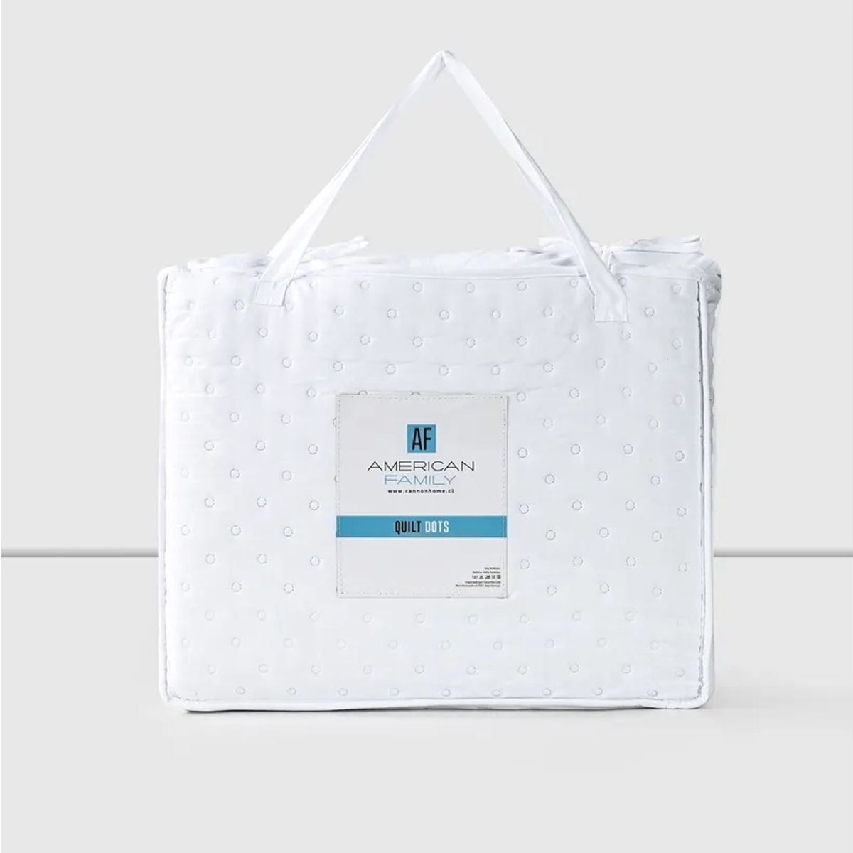 AMERICAN FAMILY - Quilt 2 Plazas Cannon Dots Heatpress Blanco Premium