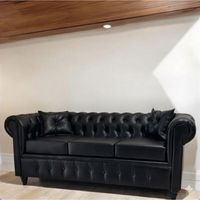Sofá Chesterfield 3 Cuerpos Eco Cuero Negro