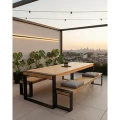 GENERICO - Juego de Comedor 6 sillas + banquetas Pino Oregón