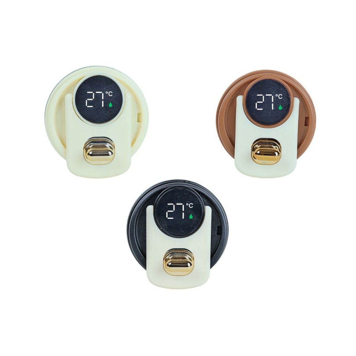 SOLEIO - VASO TÉRMICO DE ACERO INOXIDABLE TERMÓMETRO 460 ML BLANCO