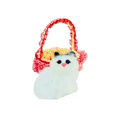 SOLEIO - GATO MAULLADOR EN CANASTA JUGUETE DECORATIVO ROJO