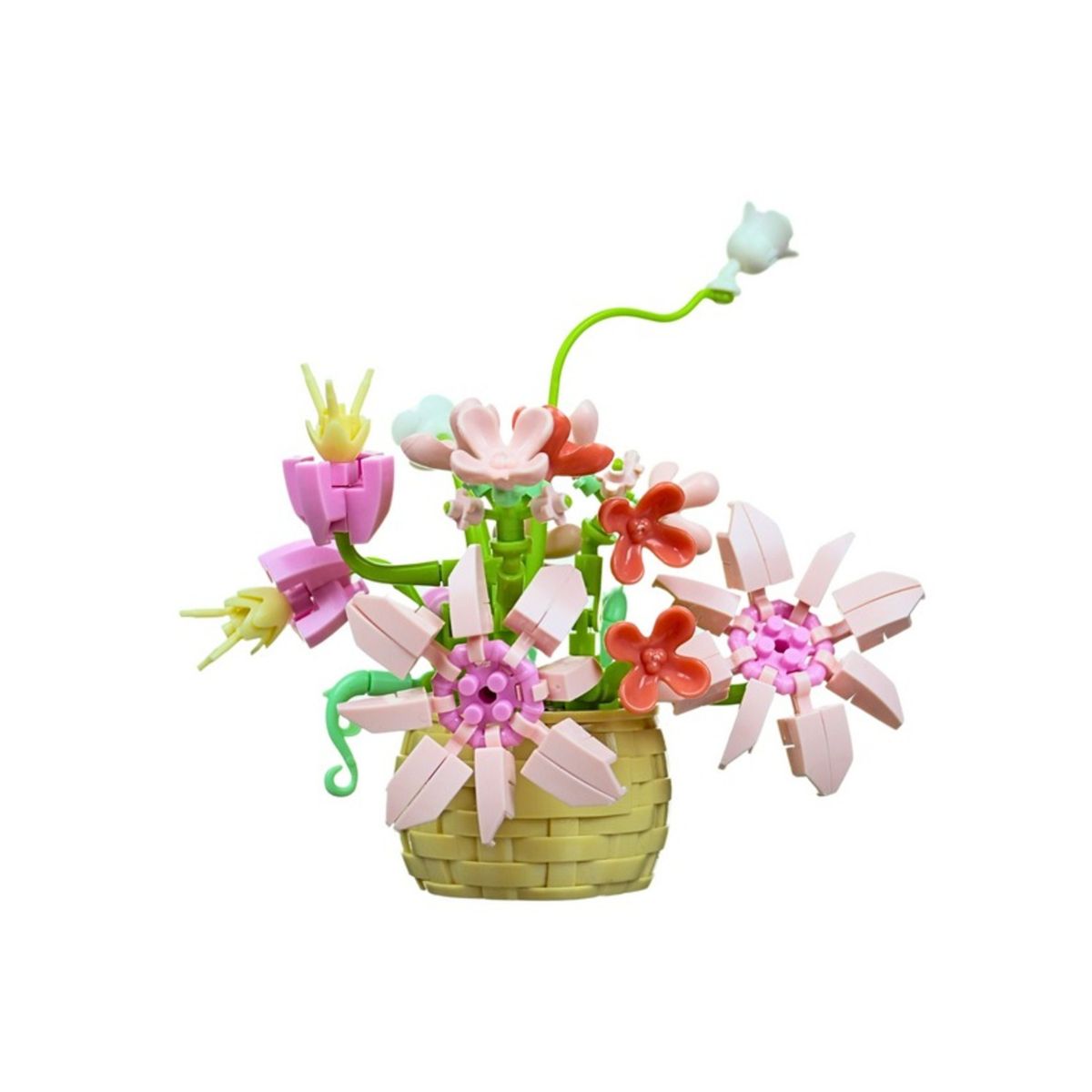 SOLEIO - JUGUETE BLOQUES DE CONSTRUCCIÓN FLORES EN CESTA ROSA