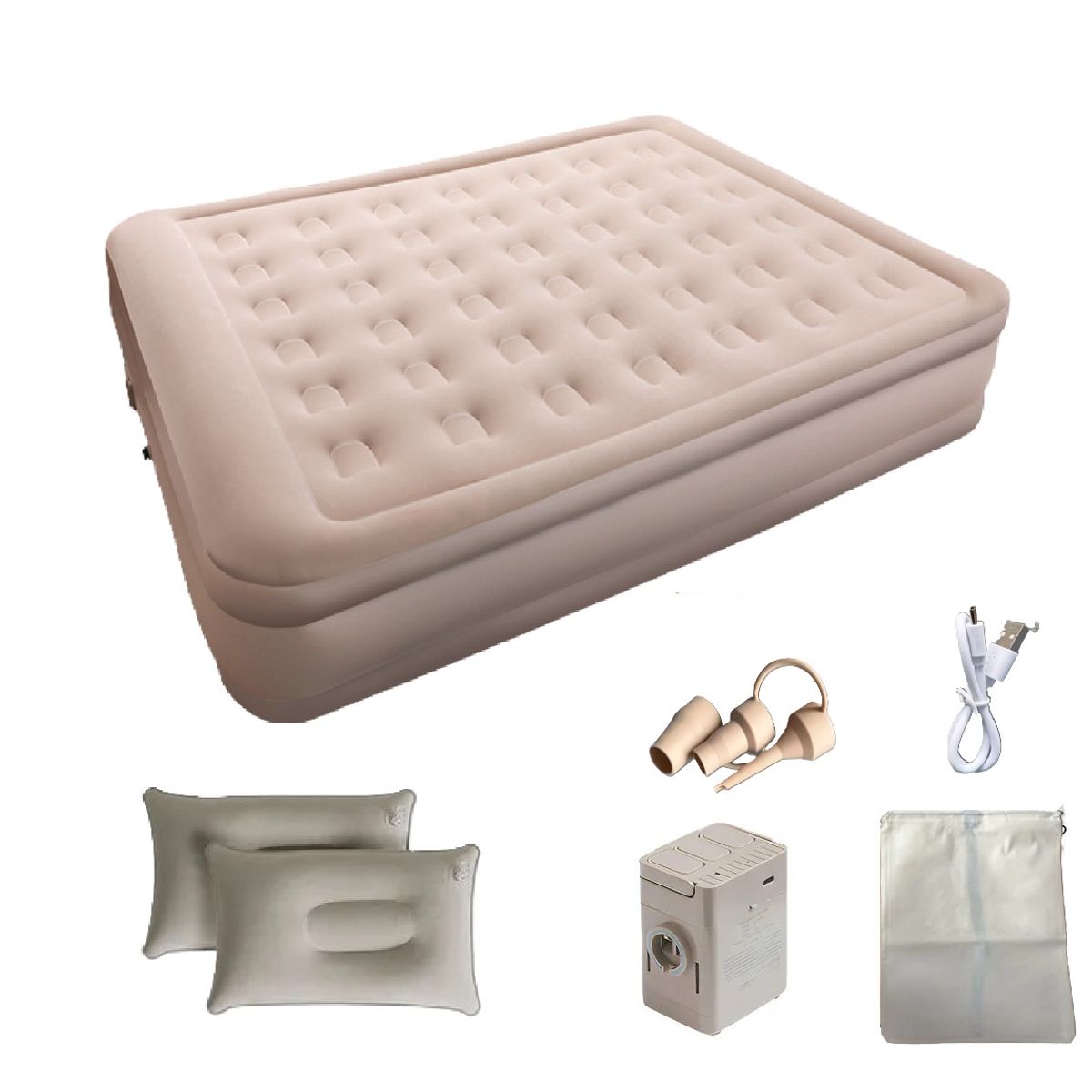 ANYHOGAR - Colchón Inflable   2 Plazas Bomba Eléctrica Recargable Almoh