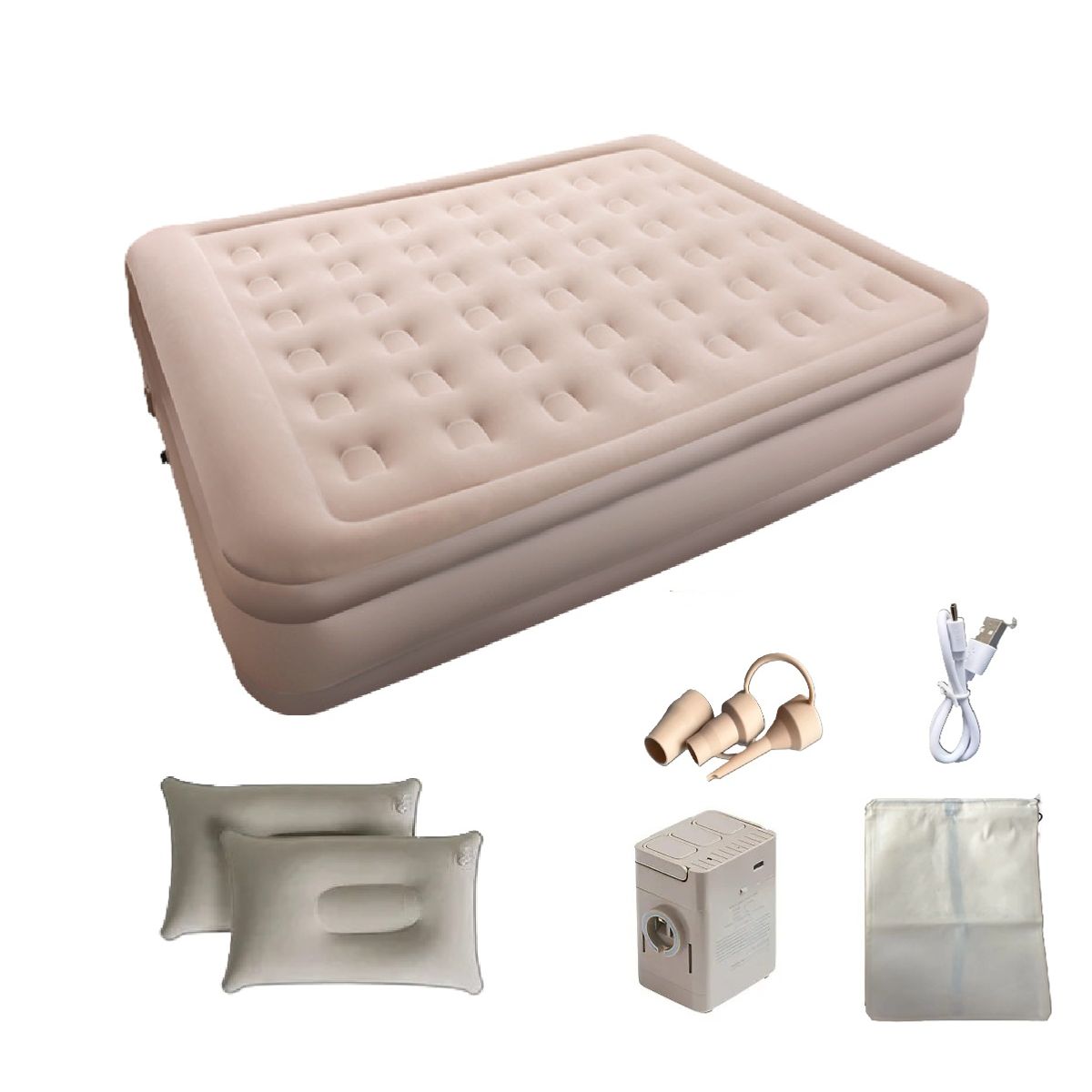 ANYHOGAR - Colchón Inflable   2 Plazas Bomba Eléctrica Recargable Almoh