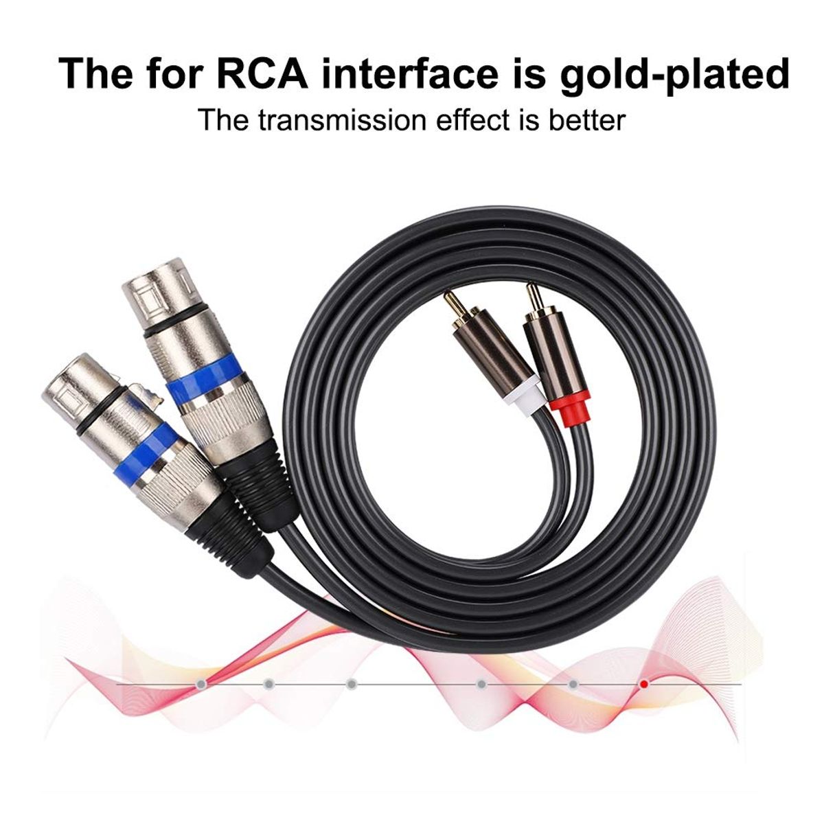 KUANGYE - Doble para RCA macho a doble XLR hembra Adaptador audio Cable Cable conexión Cable PVC de doble fila